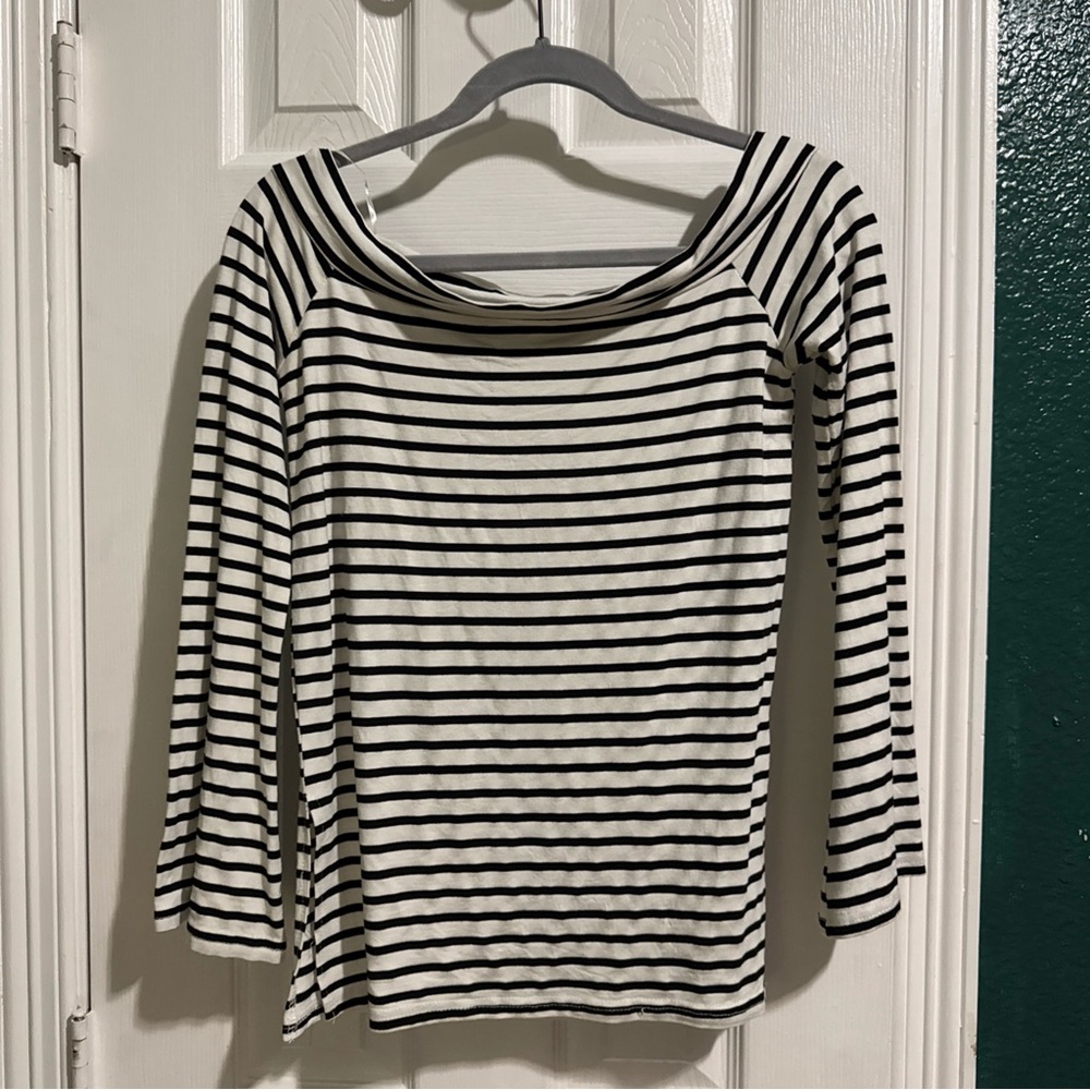 The Hanger Black and White Striped Long Sleeve Top